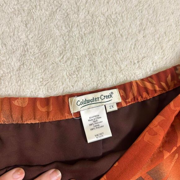 Gorgeous Whimsigoth Brown Orange and Red Vampy Fall Flowy Midi/Maxi Skirt - Picture 3 of 3